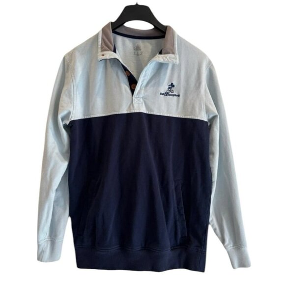 Disney Parks‎ Mickey Logo Button-Up Sweatshirt | Blue Men’s Small - Picture 1 of 8